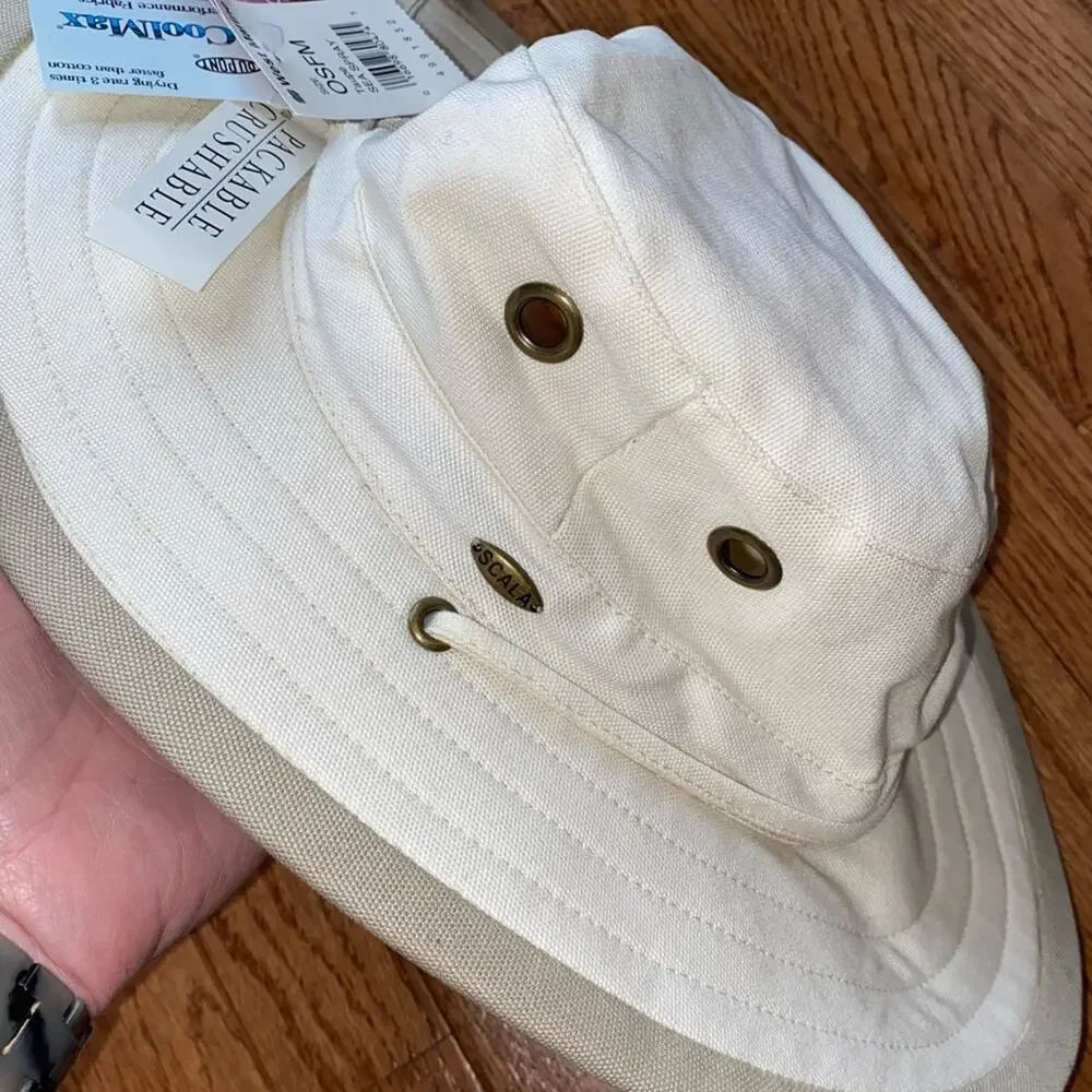 New SCALA Seaspray Womens Sun Hiking Hat Cotton Duck OSFM Packable